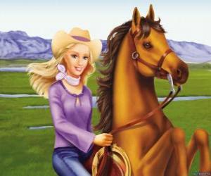 Puzzle Barbie με μια όμορφη άλογο